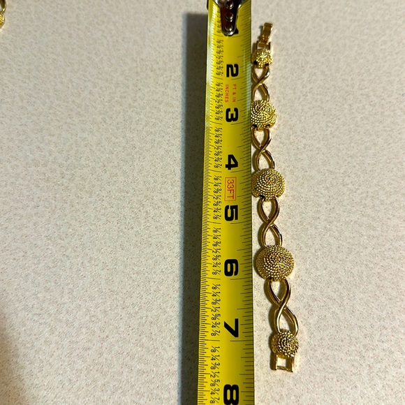 Vintage gold tone chain and bead metal necklace and bracelet (543) - Picture 6 of 7